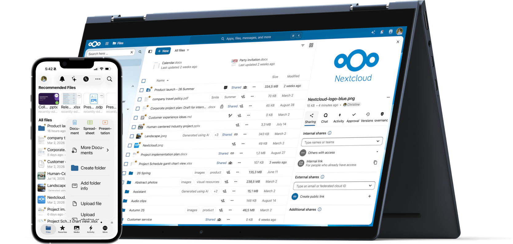 Nextcloud Files na tablete a mobile: zoznam súborov a zdieľanie s kolegami