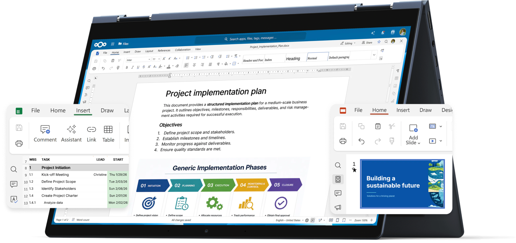 Nextcloud Office na tablete: úprava dokumentu, tabuľky a prezentácie